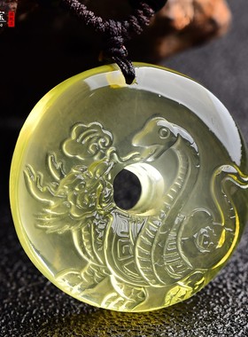 黄水晶玄武蛇龟项链五行北方神兽