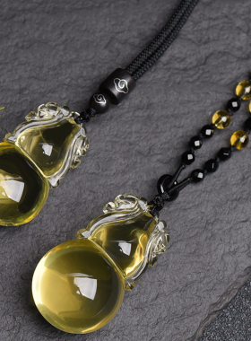 天然黄水晶葫芦吊坠貔貅财运项链
