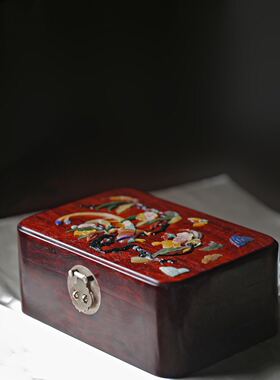印度小叶紫檀百宝嵌双层多阁首饰盒手饰箱多宝阁红木收纳婚嫁妆装