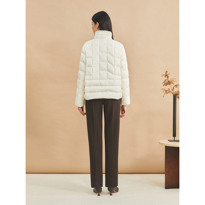 YINER音儿专选女装秋季法式短款轻薄保暖水貂毛包边立领羽绒服,淘宝优惠券,粉丝福利购,淘宝优惠卷