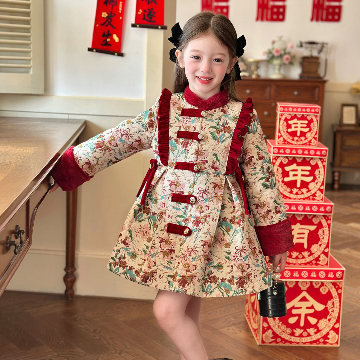 栀了成长记童装女童国风新年上衣2025冬季儿童新中式夹棉保暖外套,淘宝优惠券,粉丝福利购,淘宝优惠卷