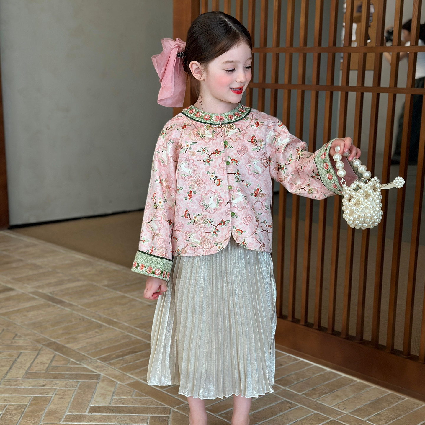 栀了成长记女童装新中式提花刺绣外套2026春季新款儿童麂皮绒上衣,淘宝优惠券,粉丝福利购,淘宝优惠卷