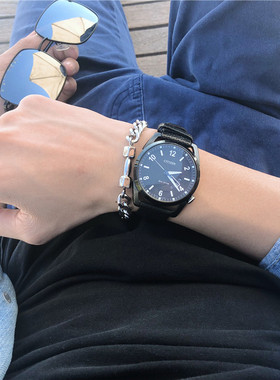 日韩潮牌钛钢哑铃运动男杠铃手链