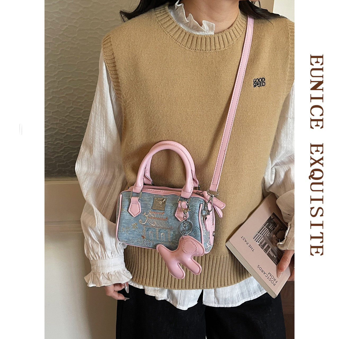 超火精致波士顿包包女款高级感时尚刺绣枕头包单肩斜挎手提小拎包,淘宝优惠券,粉丝福利购,淘宝优惠卷