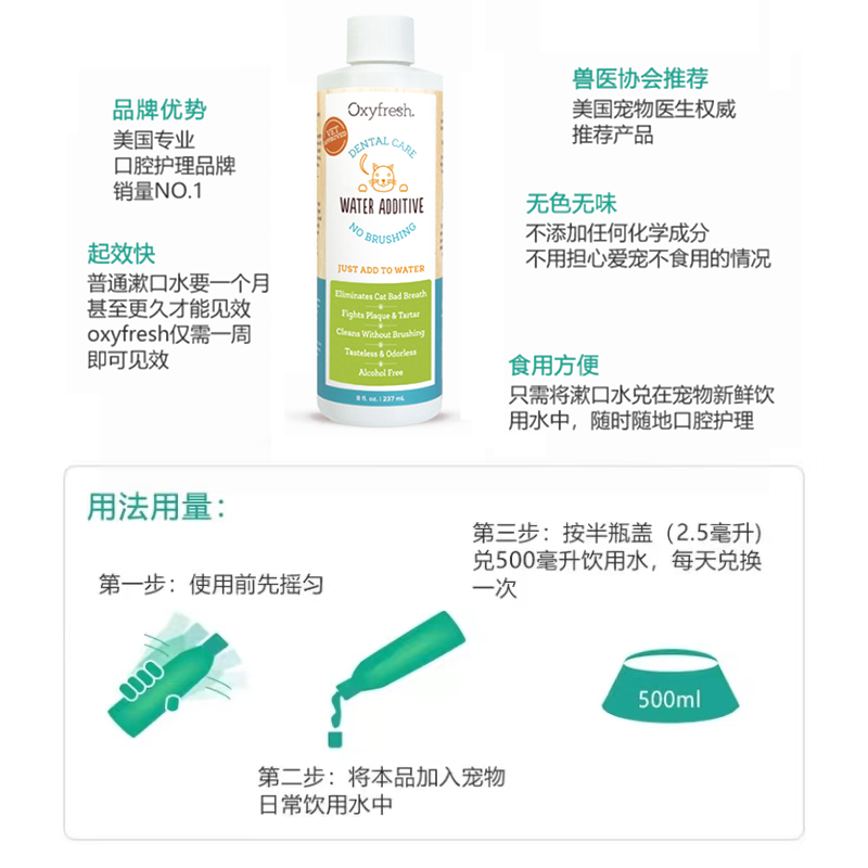 喵君 oxyfresh氧亲新宠物猫咪洁齿水凝胶喷雾袪除口臭预防牙结石 - 图2