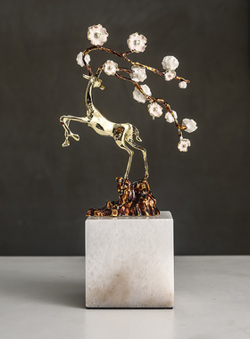 新中式高档鹿摆件珐琅彩招财福鹿客厅家居玄关电视柜梅花鹿装饰品