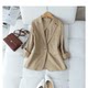 ຊຸດ linen camel ຄລາສິກ