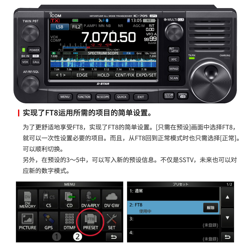 ICOM IC-705 艾可幕业余短波电台全波段接收机GPS蓝牙数字户外 - 图2