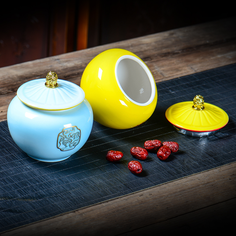 陶瓷茶叶罐绿茶普洱包装储物密封茶罐中药膏方红黄青瓷空罐子定制 - 图1