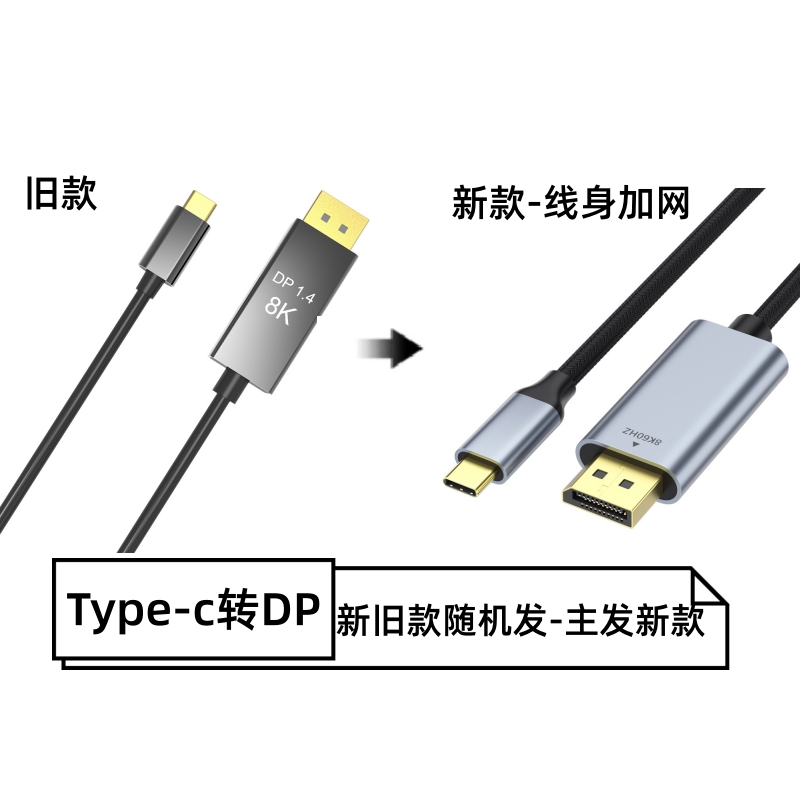 typec转dp线1.4版240Hz同屏显示器笔记本扩展坞雷电4连接线170hz - 图0