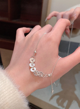 碎碎冰盘缠五帝钱币项链女流苏新中式福牌铜钱吊坠秋冬配饰品