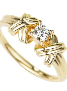 健杰跨境新款欧美1白金白色锆石戒指交织花纹点指饰品