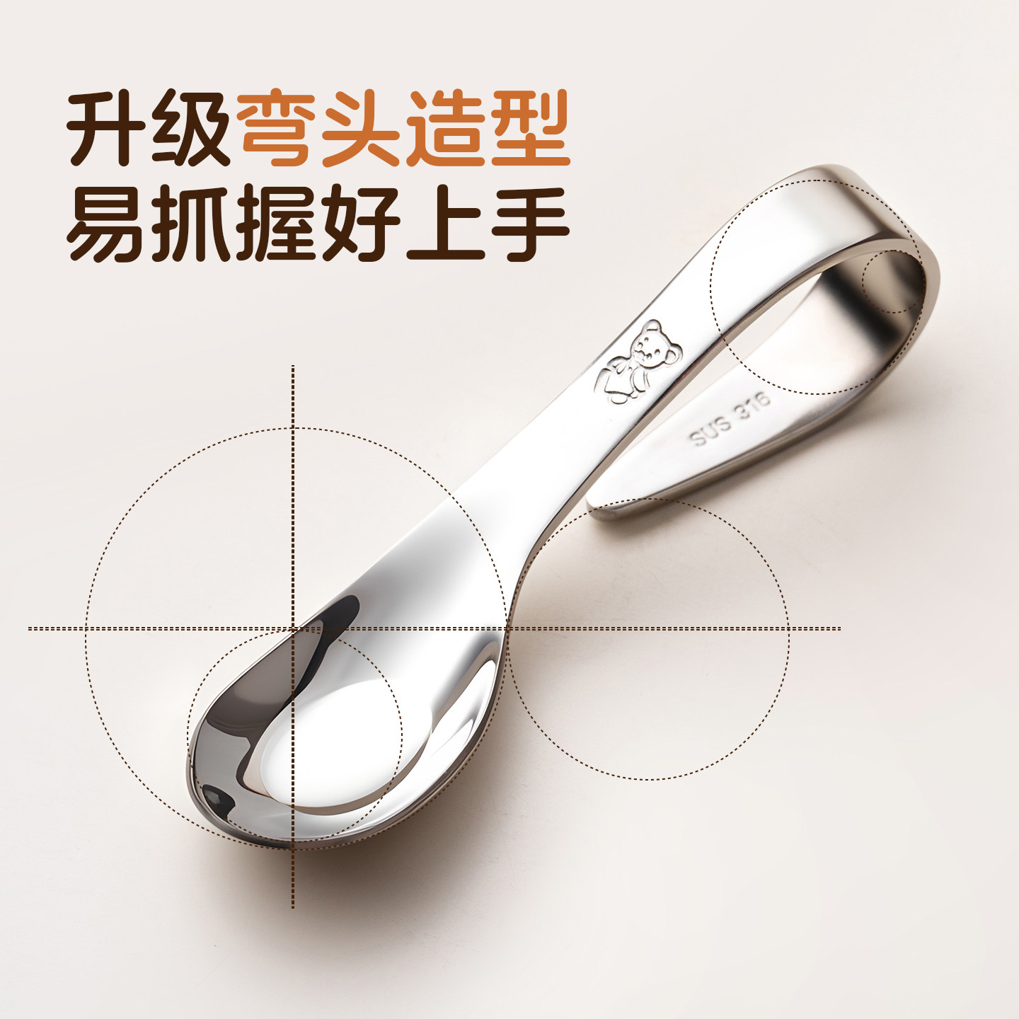 onlycook宝宝自主进食训练叉勺316不锈钢儿童婴儿学吃饭辅食勺子,淘宝优惠券,粉丝福利购,淘宝优惠卷