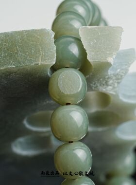 和田玉籽料苏工老型桶珠手串