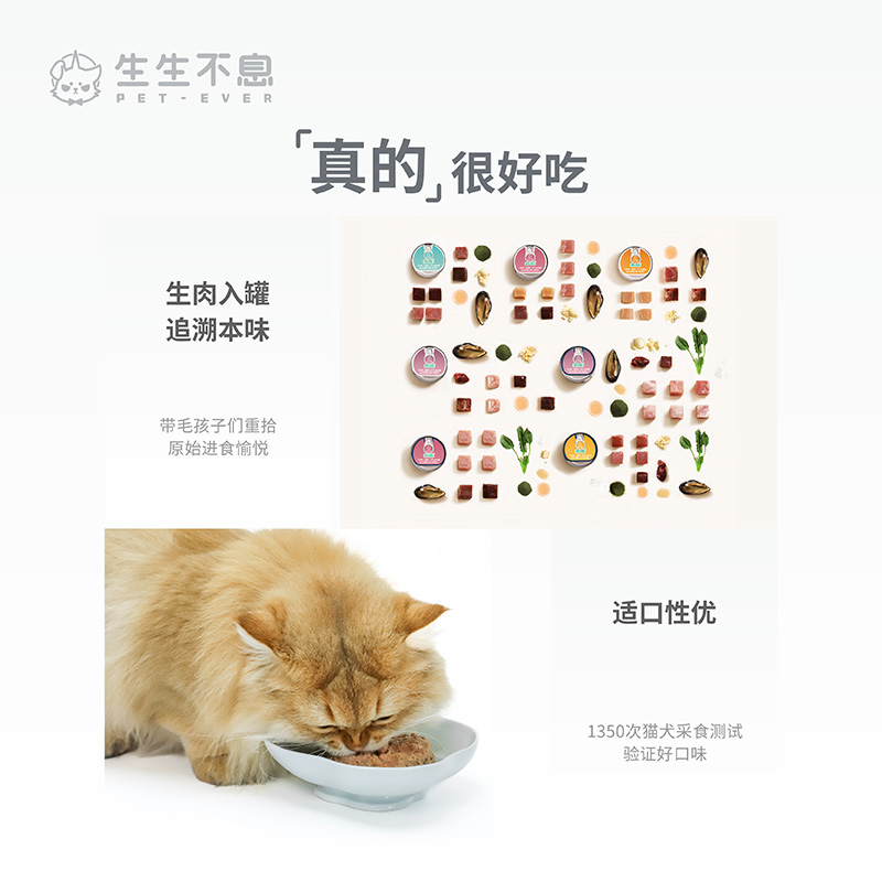 生生不息猫罐头猫用全价主食罐头成幼猫湿粮家禽兔肉牛肉猪肉100g-图3