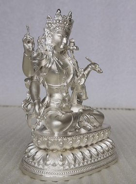 纯银文殊菩萨摆件居家供奉随身佛