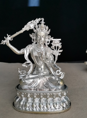 纯银文殊菩萨密宗居家供奉佛像