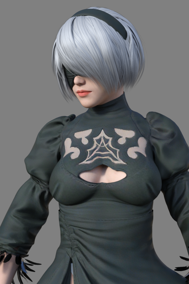 DAZ studio 3D尼尔机械纪元小姐姐发型模型源文件虚拟偶像元宇宙 - 图0