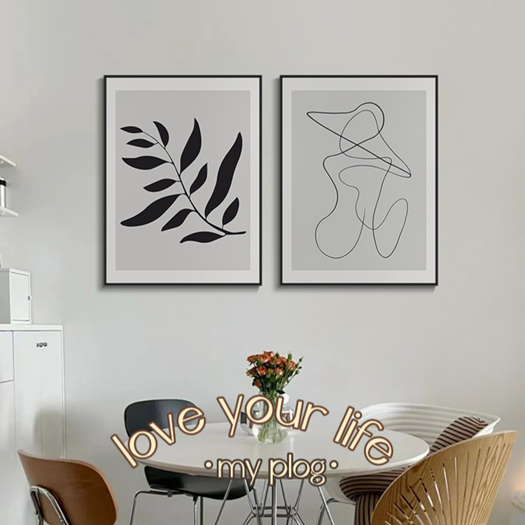 北欧简约客厅组合装饰画高级感ins风餐厅挂画抽象双联艺术卧室画 - 图1