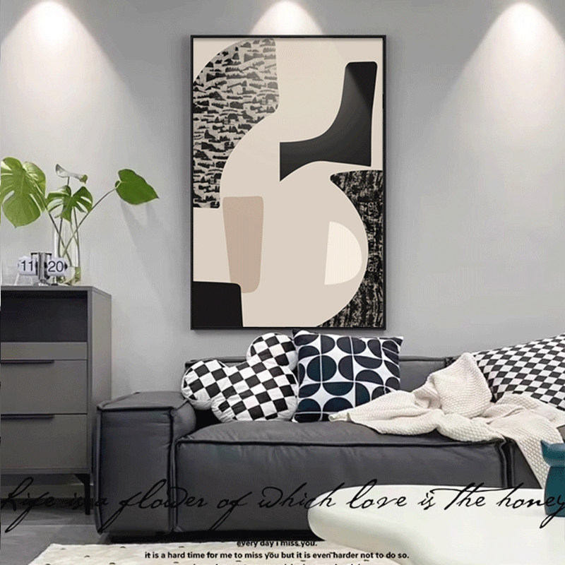 客厅装饰画现代简约沙发背景墙大幅落地画黑白抽象高级感玄关挂画,淘宝优惠券,粉丝福利购,淘宝优惠卷