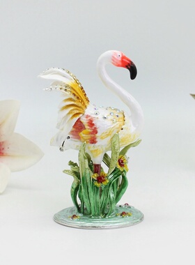 小摆件珐琅彩火烈鸟珠宝首饰盒