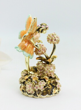 珐琅彩手工花仙子绣球花首饰盒