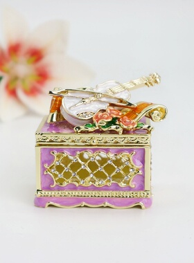 珐琅小提琴首饰收纳盒生日礼物