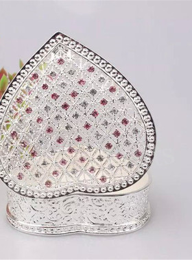 轻奢风镶钻心形戒指首饰盒送女友