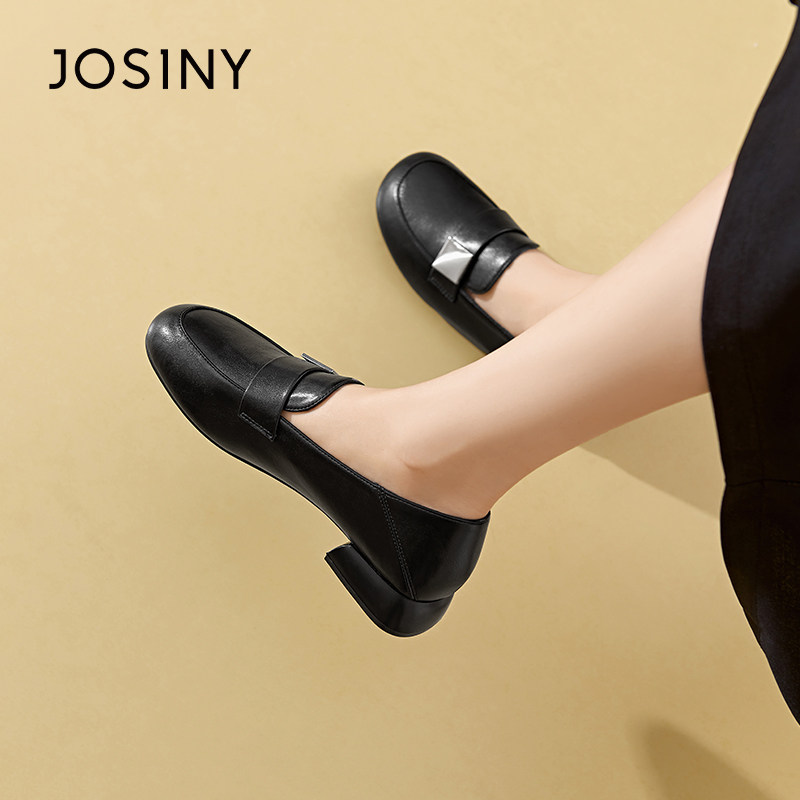 卓诗尼撤柜正品复古乐福鞋女方跟深口一脚蹬圆头休闲百搭两穿单鞋,淘宝优惠券,粉丝福利购,淘宝优惠卷