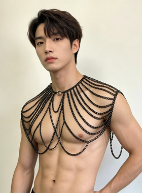 欧美金属男士双肩链条项链夜店