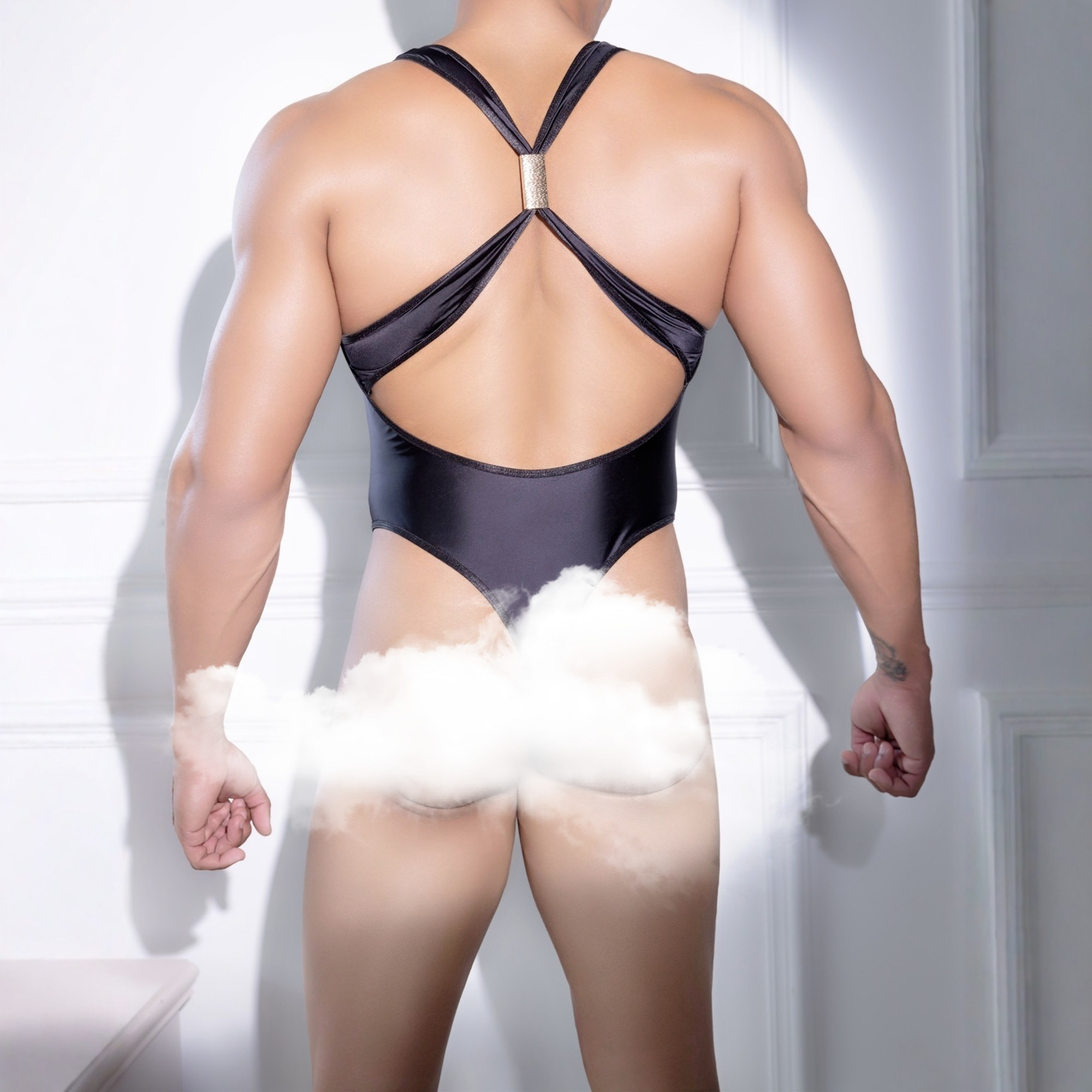 欧美男士性感连体衣单丁字裤连体丝滑T裤青年内衣紧身纯欲镂空潮,淘宝优惠券,粉丝福利购,淘宝优惠卷