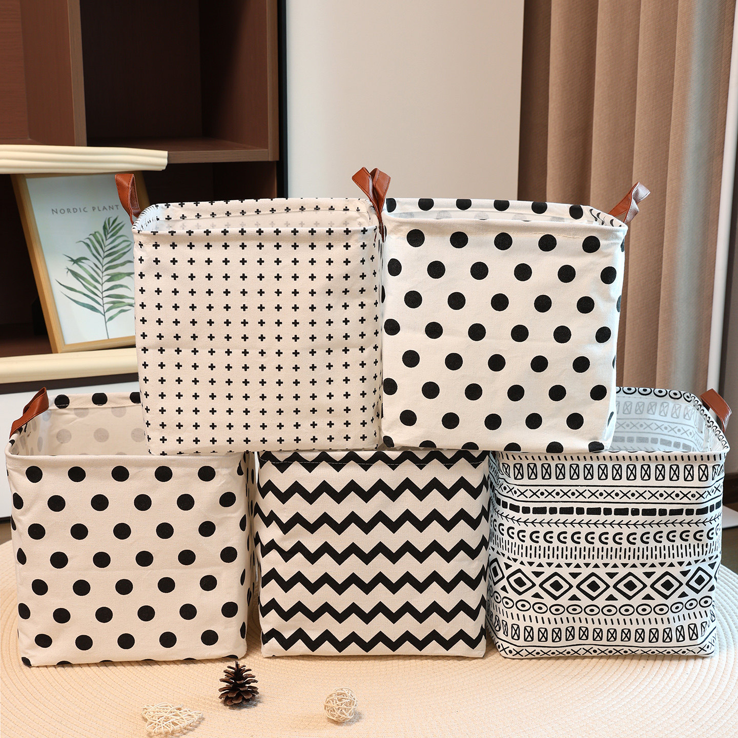 杂物收纳筐棉麻布艺化妆品收纳篮玩具整理箱折叠格柜收纳盒29x29,淘宝优惠券,粉丝福利购,淘宝优惠卷