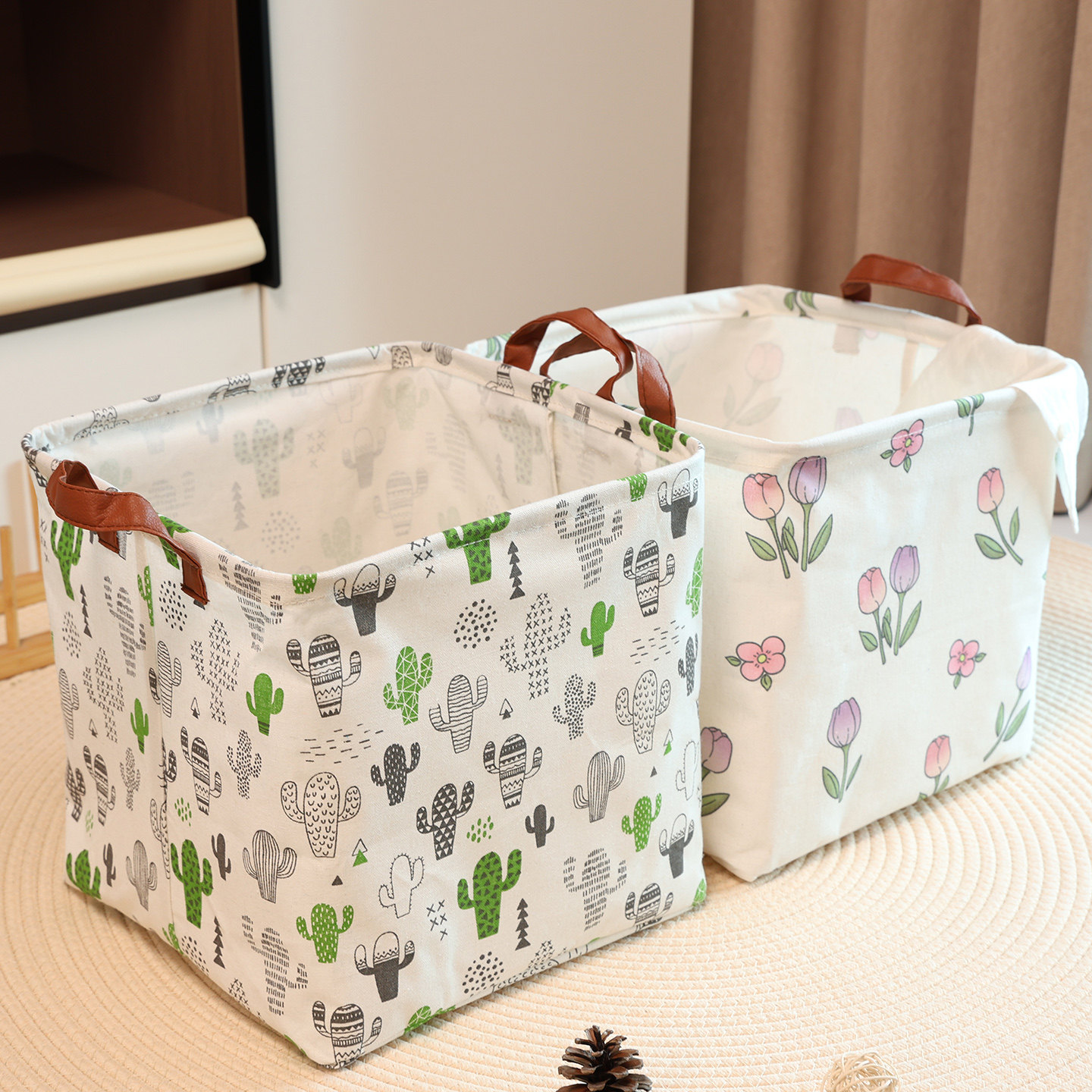 杂物收纳筐棉麻布艺化妆品收纳篮玩具整理箱折叠格柜收纳盒29x29,淘宝优惠券,粉丝福利购,淘宝优惠卷