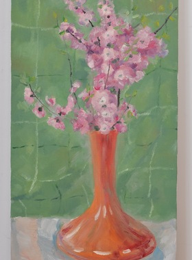 手绘原创中式自制高端蓝色丁香花卉装饰静物油画布作品过道客餐厅