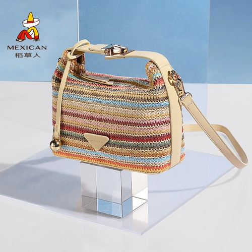 Радужная сумка через плечо, плетеная универсальная сумка для путешествий, сумка на одно плечо