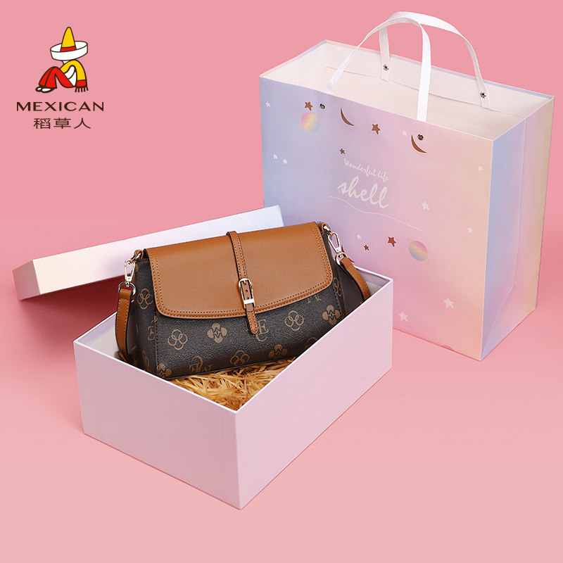 稻草人女今年流行复古小众感单肩包 稻草人箱包女士包袋