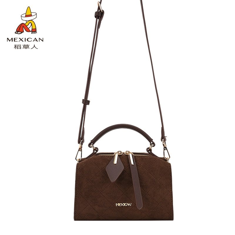 稻草人包包女2025秋冬新款波士顿包牛皮菱格手提单肩包小众斜挎包,淘宝优惠券,粉丝福利购,淘宝优惠卷