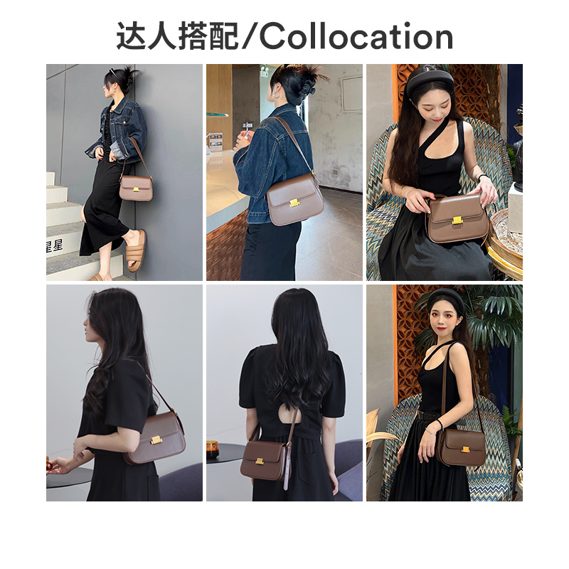 稻草人包包女新款春夏牛皮单肩包斜挎包真皮腋下马鞍包豆腐包女包