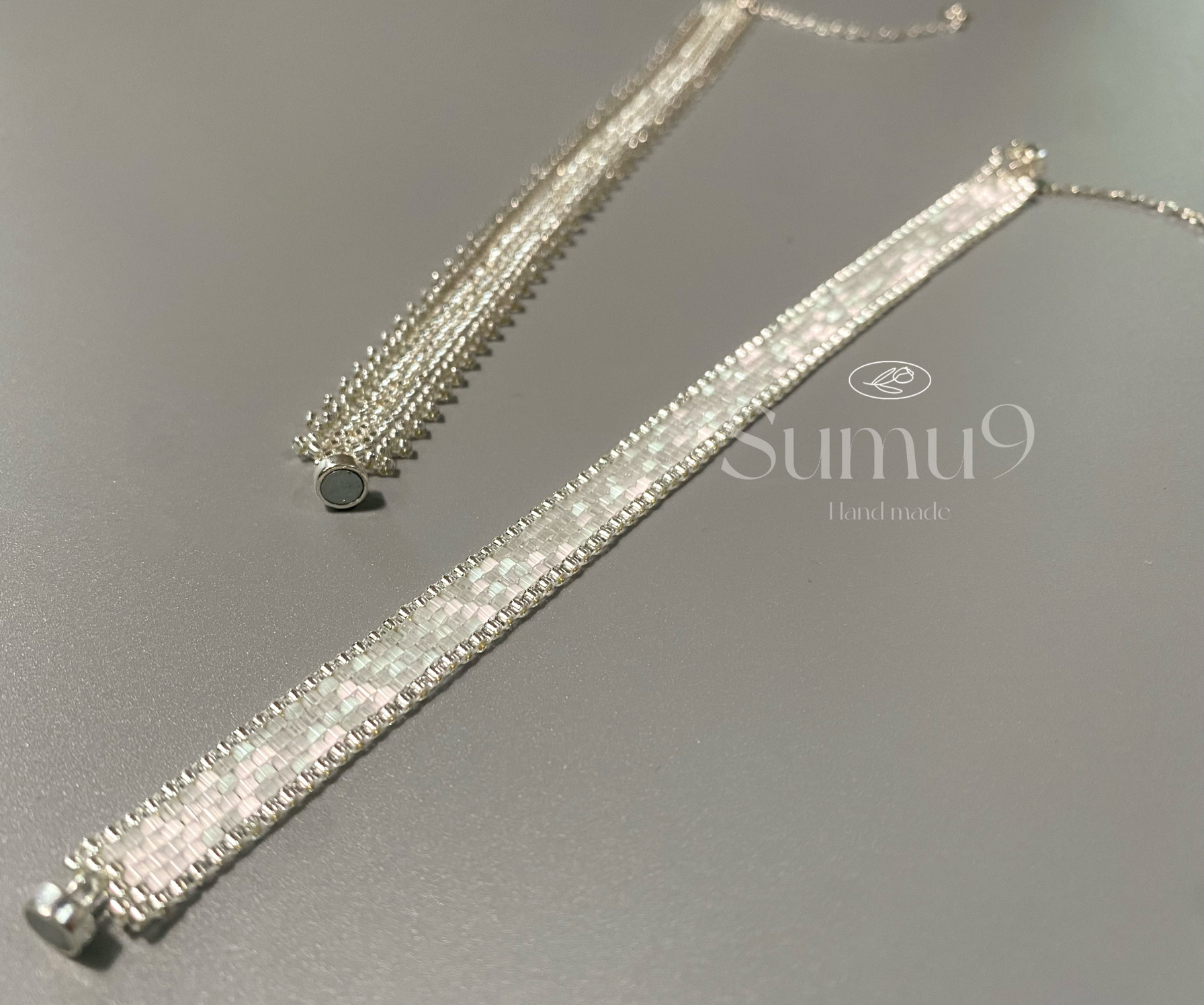 银色流光清冷感进口古董珠戒指手链颈链串珠编织蕾丝项链首饰女,淘宝优惠券,粉丝福利购,淘宝优惠卷