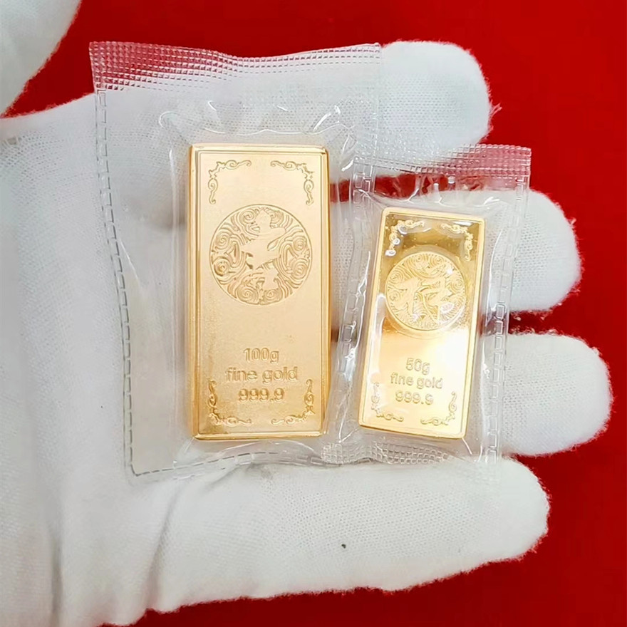 仿真金条中国银行镀金工艺品纯铜材料金条金砖金行金店展示品_虎窝淘