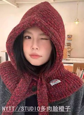 【橙子家】韩版巴拉克法帽子女冬季新款保暖防风百搭针织毛线帽