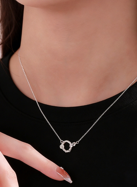 足银锁骨纯银999玫瑰项链