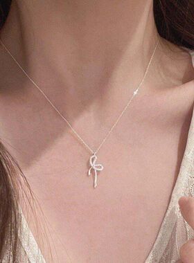 简约项链2024飘带蝴蝶结轻奢新款高级感风小众链甜美锁骨韩系ins