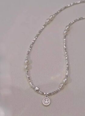 直播微笑珍珠奢小众碎项链链银子