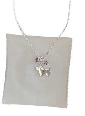 时尚链快乐小红书新款插针万能小众紫色推拉锁骨爆款代发小狗项链