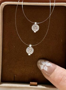 钻鱼线链女之泪八箭项链百搭锆石