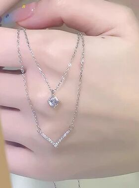 项链颈锁骨简约字不锈钢链潮锆石