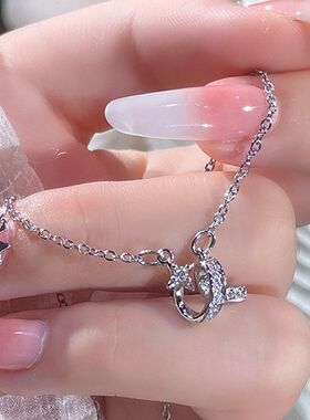 线条秋冬锆石锁骨交错闪钻不锈钢