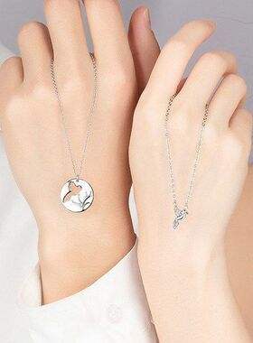 情侣项链男女链清新小圆牌礼物