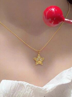 女小众精致金色锤纹时尚锁骨新款